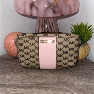 Michael Kors Pink and Brown Signature MK Belt Bag